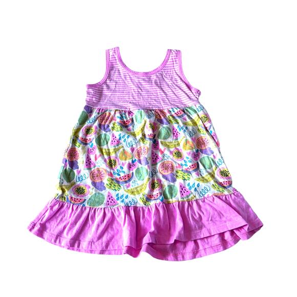 Swiggles Dress Girls Size 2t Pink Striped Summer Sleeveless Flowy Fruit - Picture 1 of 4